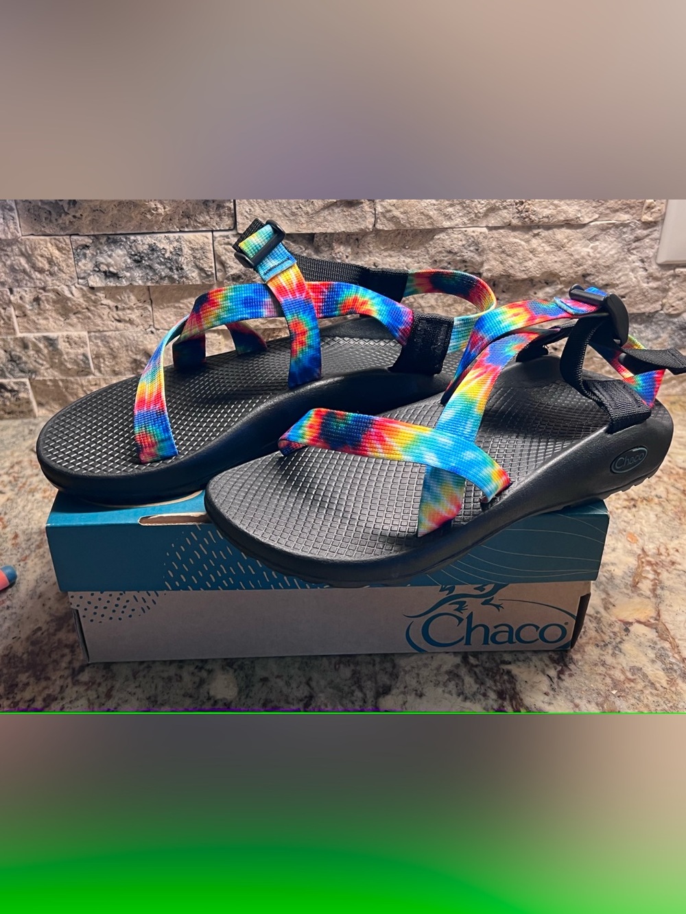 NEW! Ladies size 8- Chaco Z1 classic sandal/ tie dye pattern colorful - Picture 2 of 4